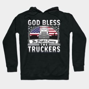 FREEDOM CONVOY - PEOPLES CONVOY US FLAG WASHINGTON DC 2022 SILVER GRAY GRADIENT LETTERS Hoodie